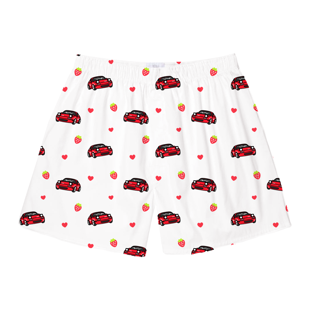 White Strawberry Miata Pajama Shorts