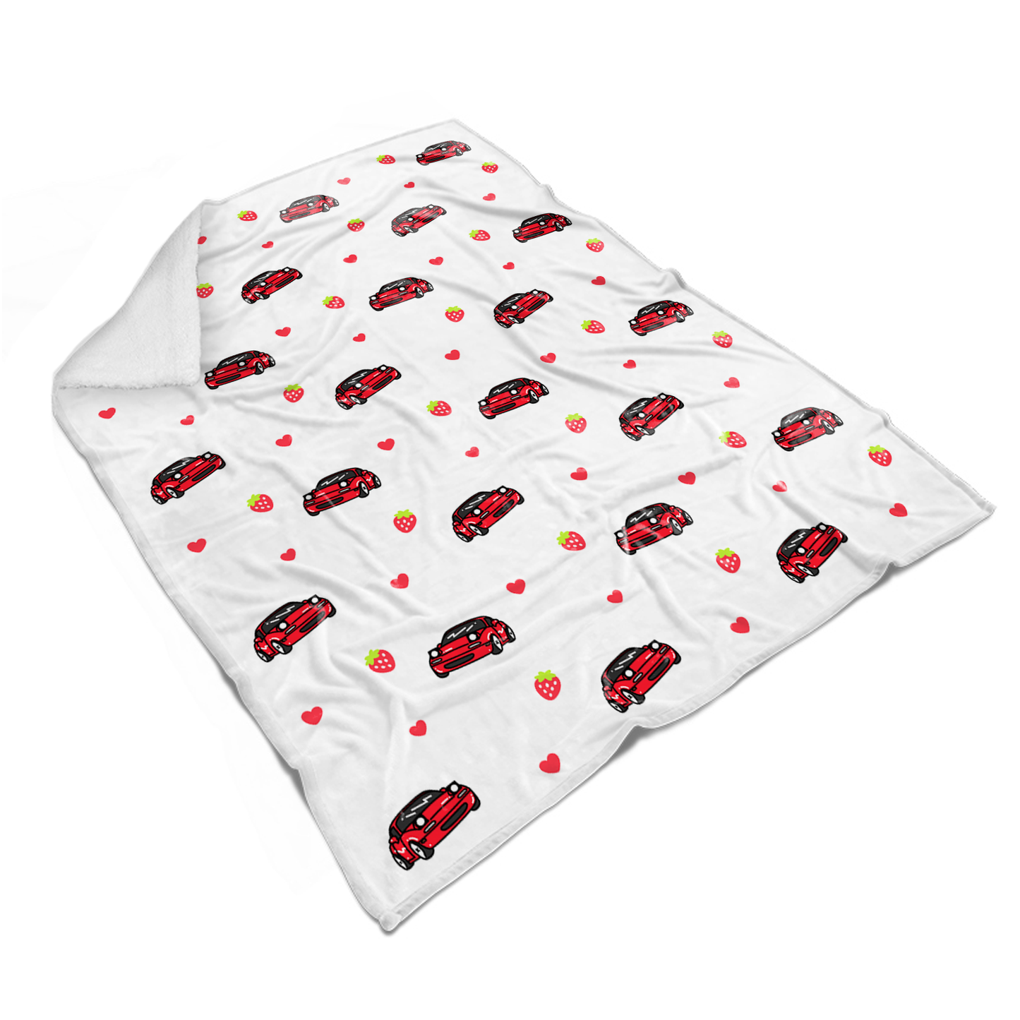 White Strawberry Miata Blanket