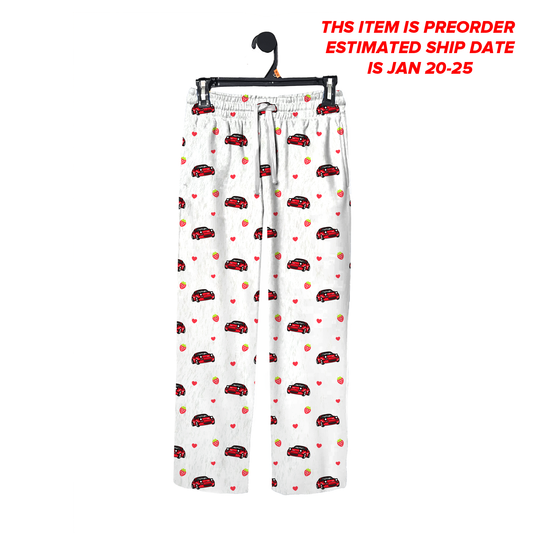 White Strawberry Miata Pajama Pants