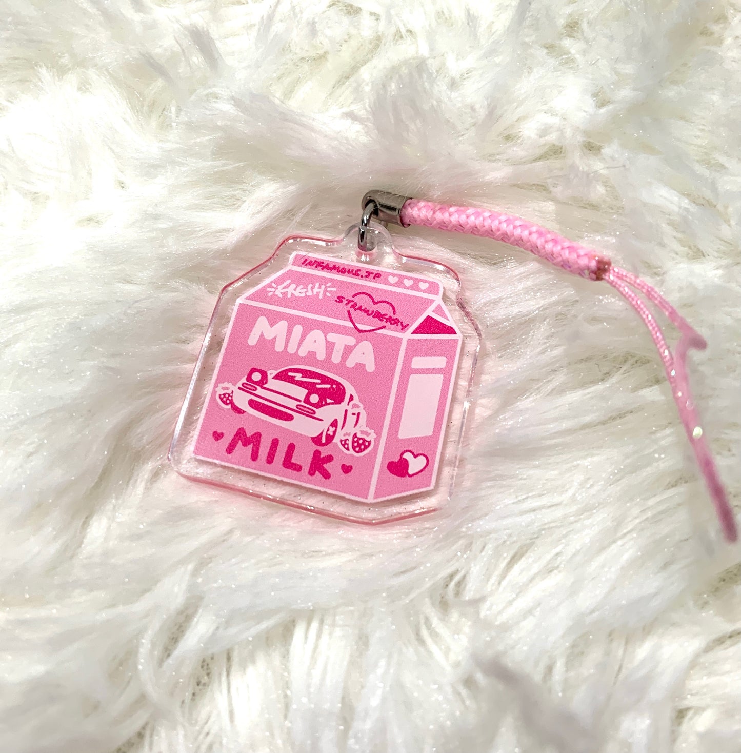 Strawberry Miata Milk Keychain