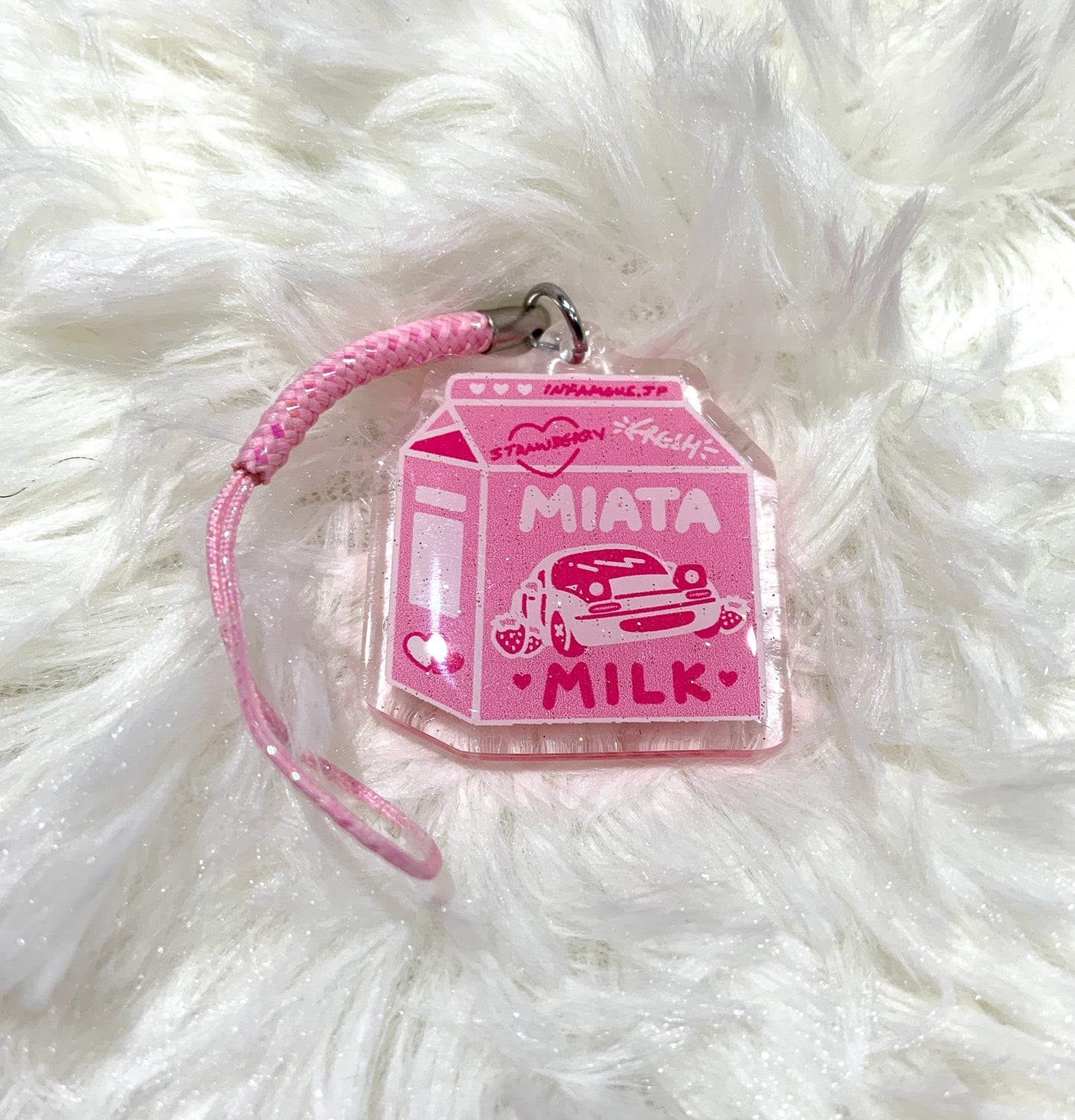 Strawberry Miata Milk Keychain